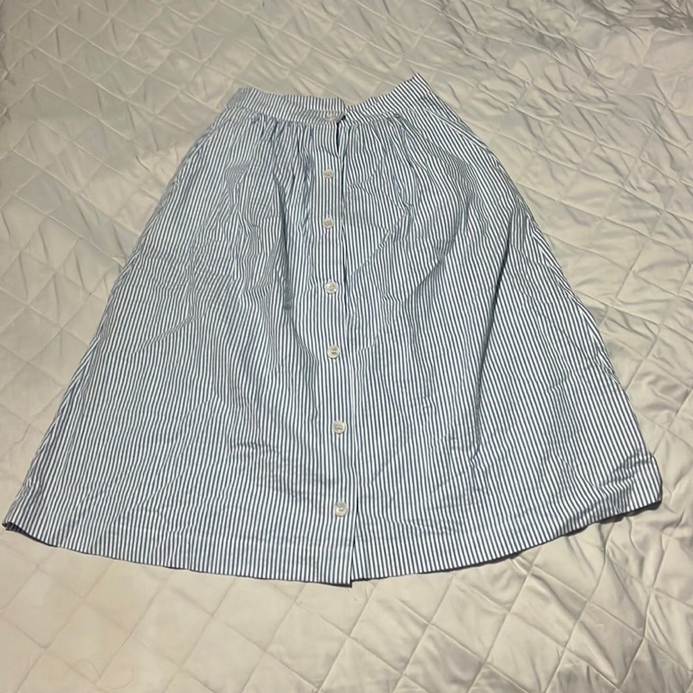 H&M Long light blue and white striped skirt size 8